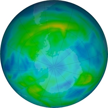 Antarctic ozone map for 2024-04-23